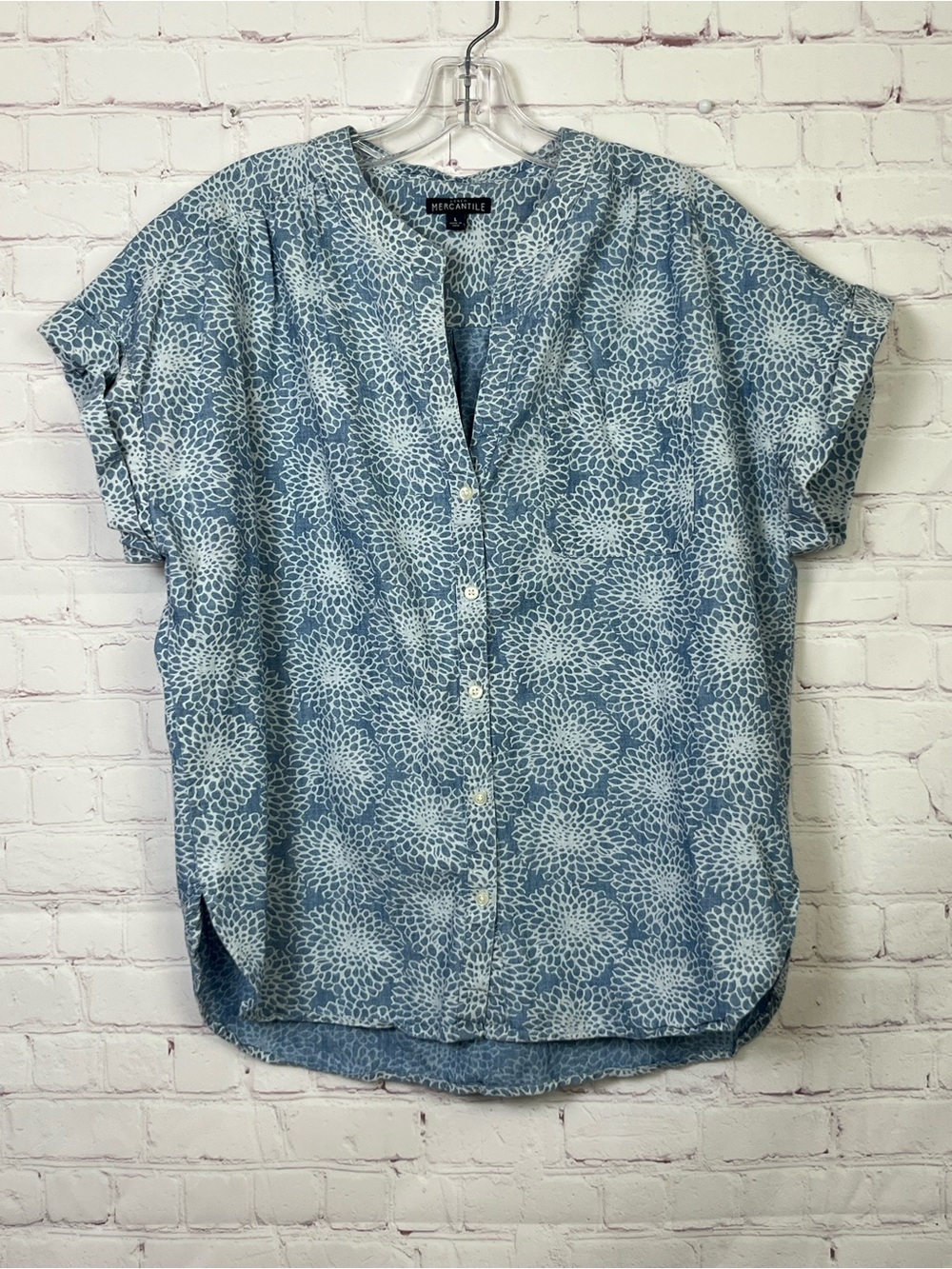 J. Crew Mercantile Chambray Floral Print Top